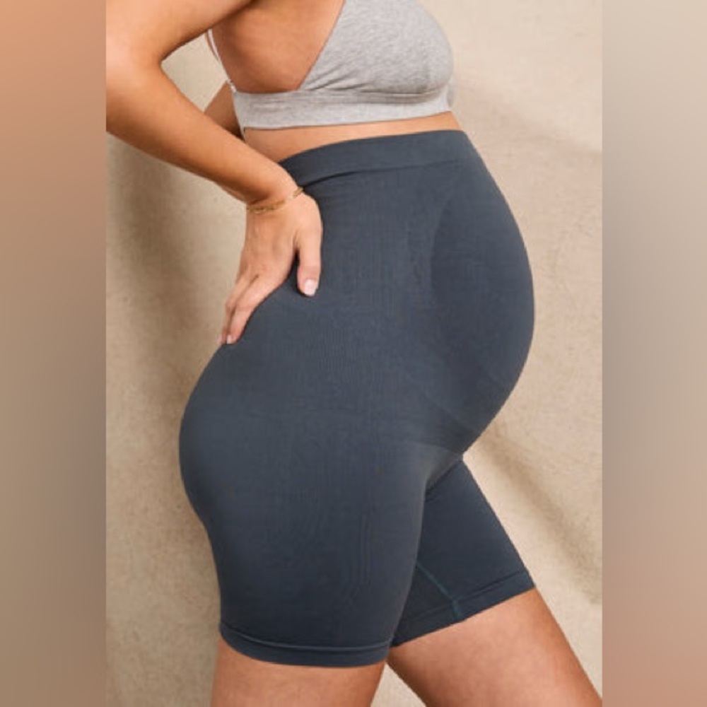 BLANQI Maternity Belly Support Girlshort | Medium Blue Workout Shorts Leggings